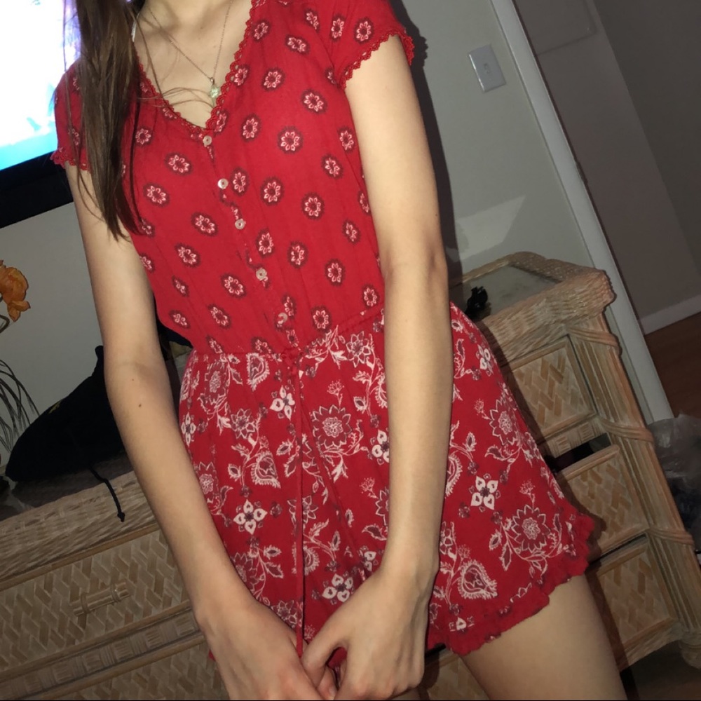Adorable Red Hollister Patterned Romper